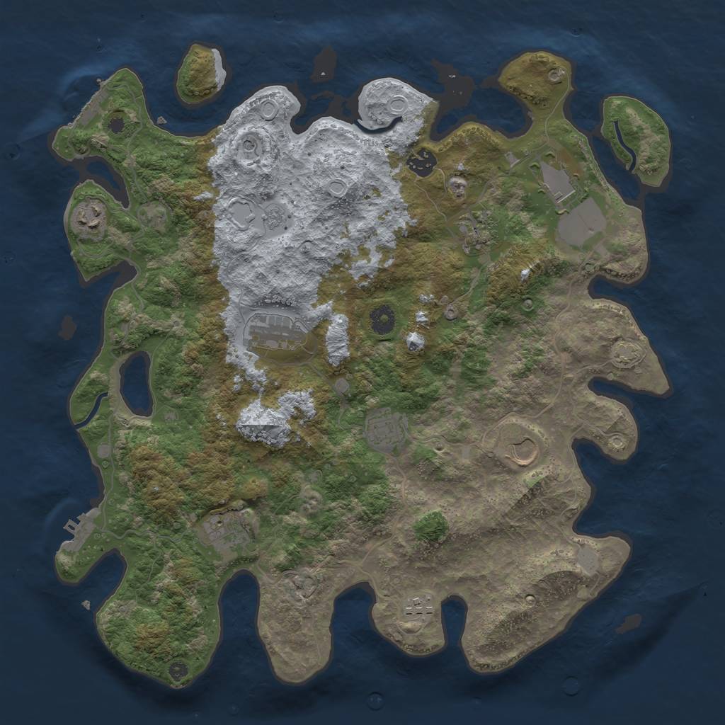 Rust Map: Procedural Map, Size: 3950, Seed: 88383314, 17 Monuments