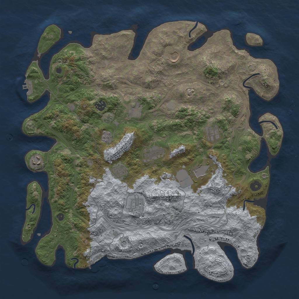 Rust Map: Procedural Map, Size: 4250, Seed: 728604148, 18 Monuments