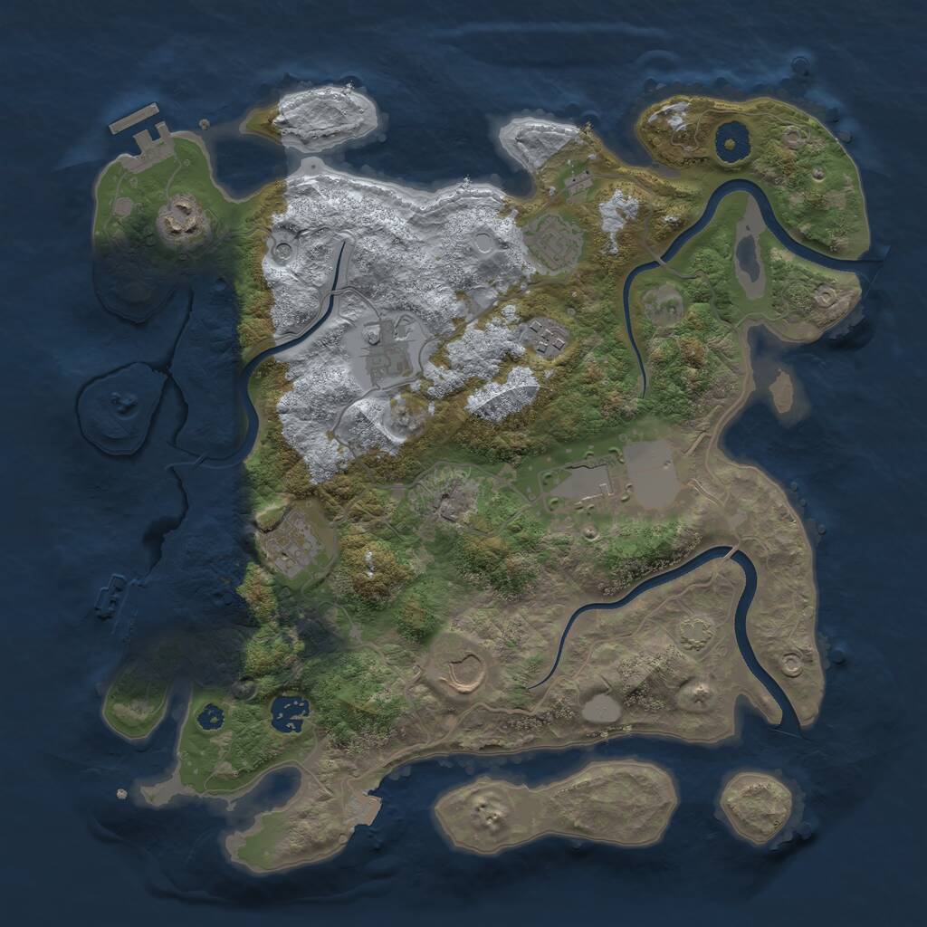 Rust Map: Procedural Map, Size: 3600, Seed: 35197257, 13 Monuments