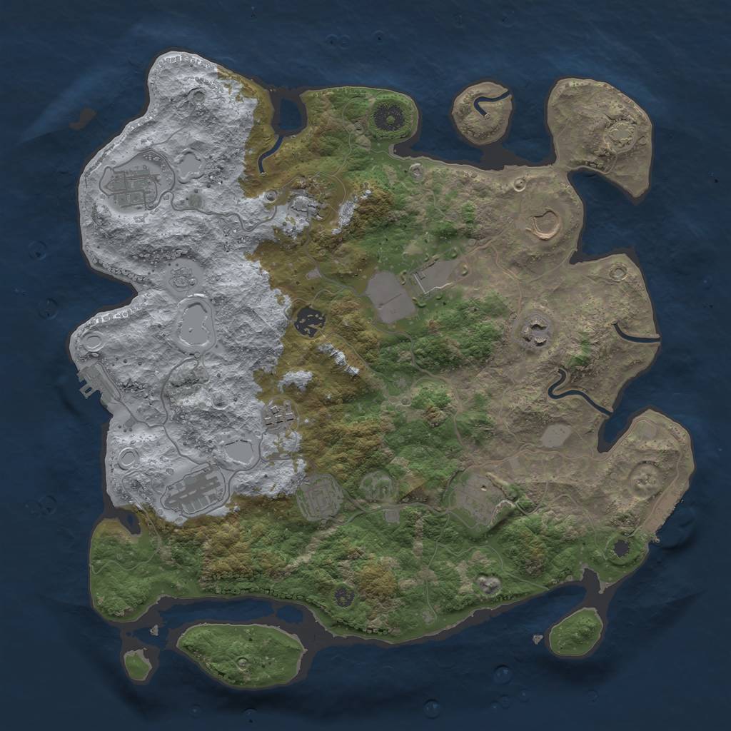 Rust Map: Procedural Map, Size: 3750, Seed: 95575459, 17 Monuments