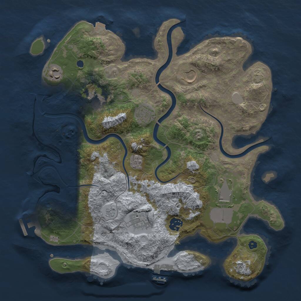 Rust Map: Procedural Map, Size: 3500, Seed: 1644891793, 14 Monuments