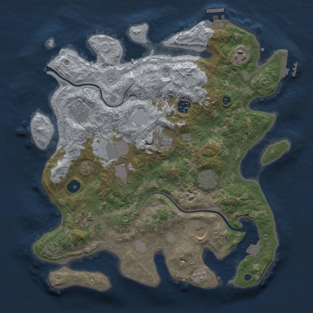 Rust Map: Procedural Map, Size: 3650, Seed: 23713, 15 Monuments