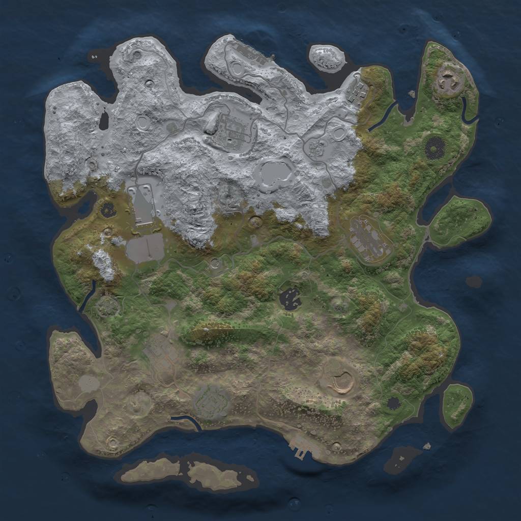 Rust Map: Procedural Map, Size: 3550, Seed: 96101407, 17 Monuments