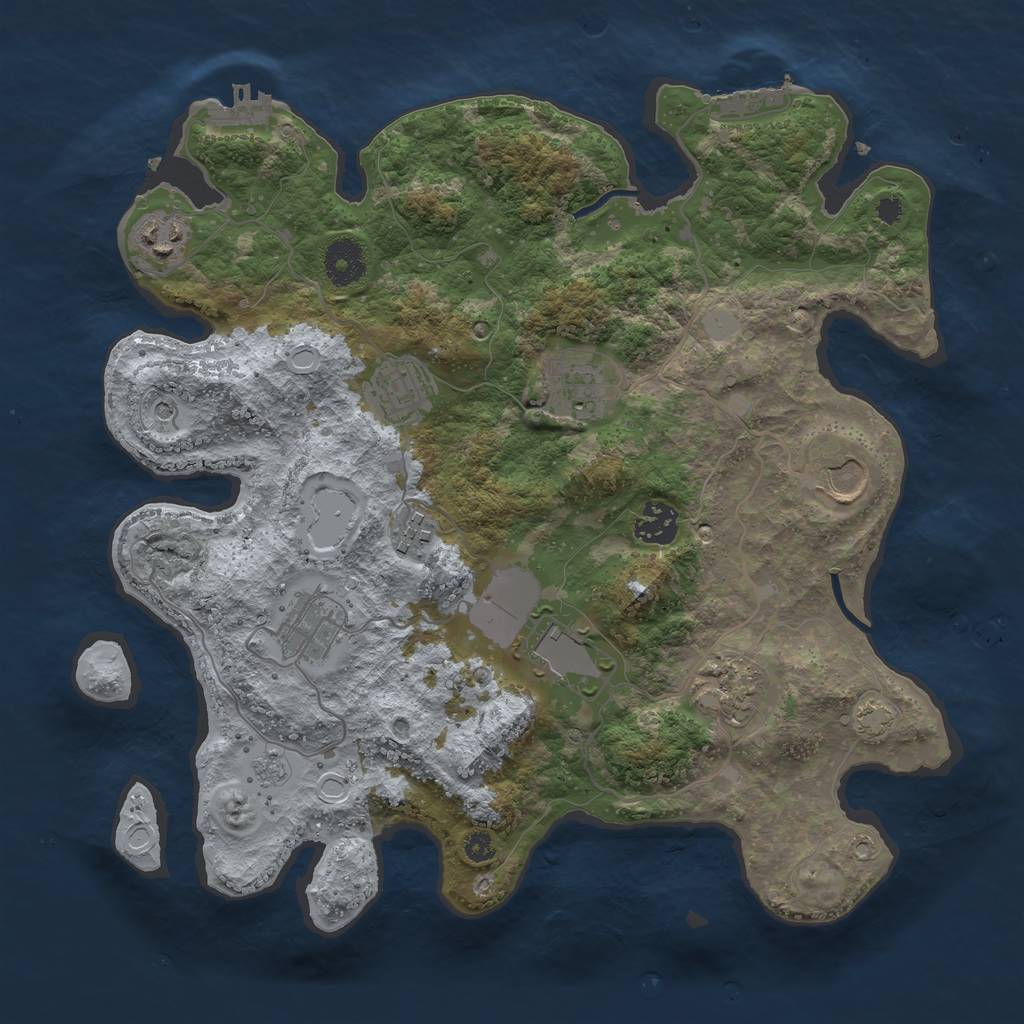 Rust Map: Procedural Map, Size: 3500, Seed: 314489417, 17 Monuments