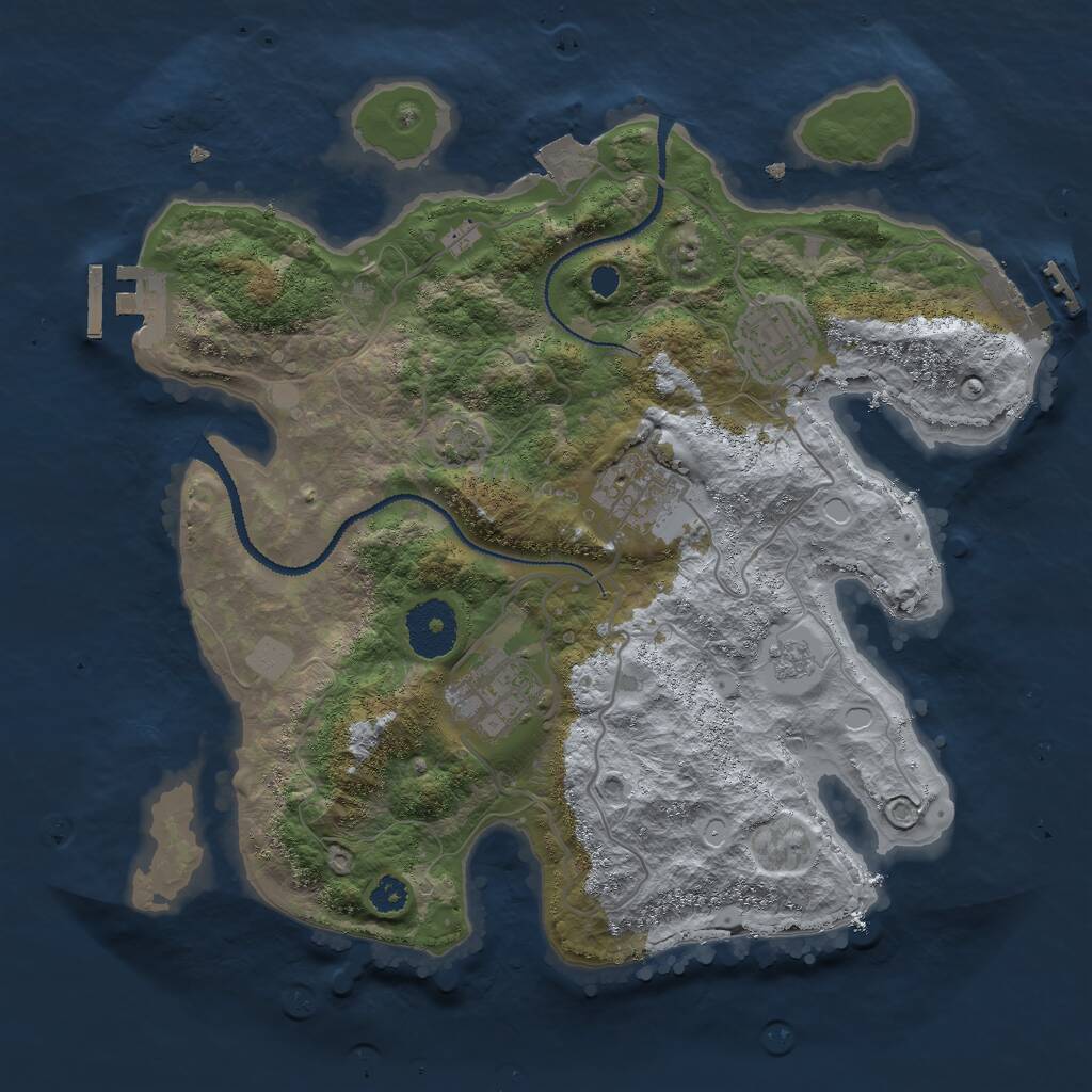 Rust Map: Procedural Map, Size: 3000, Seed: 12968, 8 Monuments