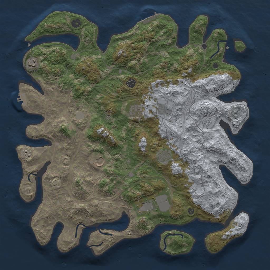 Rust Map: Procedural Map, Size: 4300, Seed: 69148839, 16 Monuments