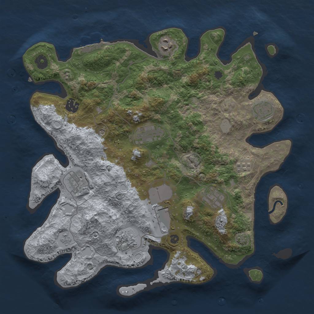 Rust Map: Procedural Map, Size: 3500, Seed: 878565435, 16 Monuments