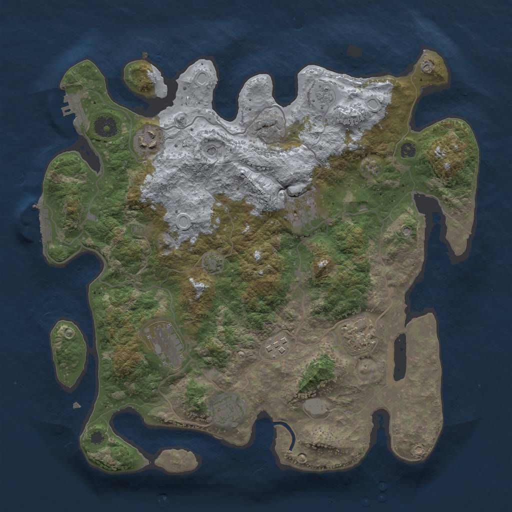 Rust Map: Procedural Map, Size: 3450, Seed: 77384997, 14 Monuments