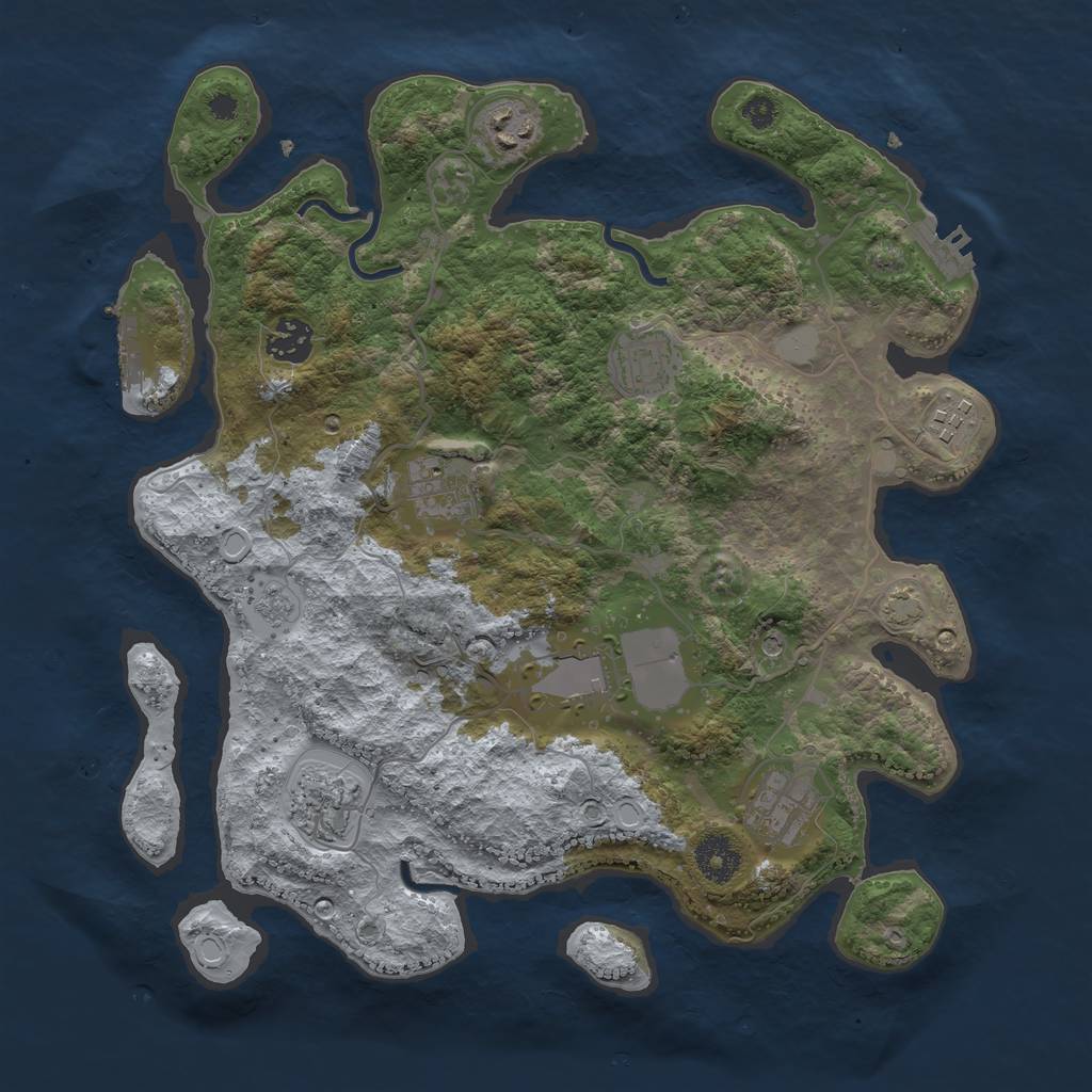 Rust Map: Procedural Map, Size: 3500, Seed: 4178294, 16 Monuments