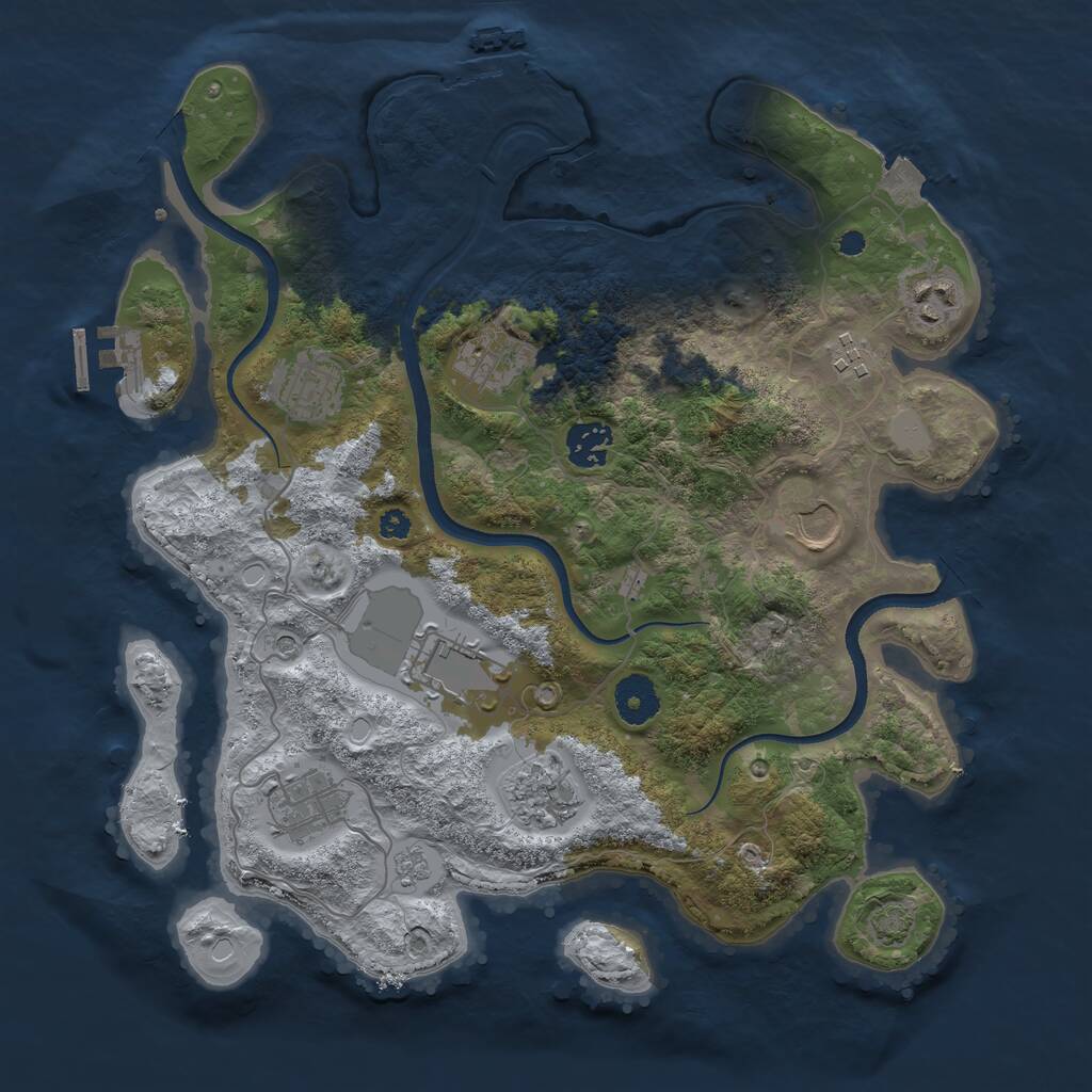 Rust Map: Procedural Map, Size: 3500, Seed: 4178294, 15 Monuments