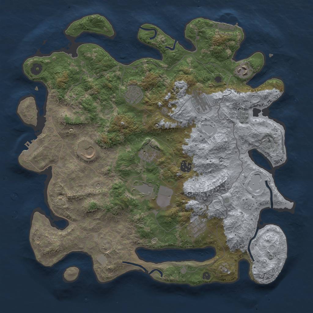 Rust Map: Procedural Map, Size: 4000, Seed: 9851152, 17 Monuments