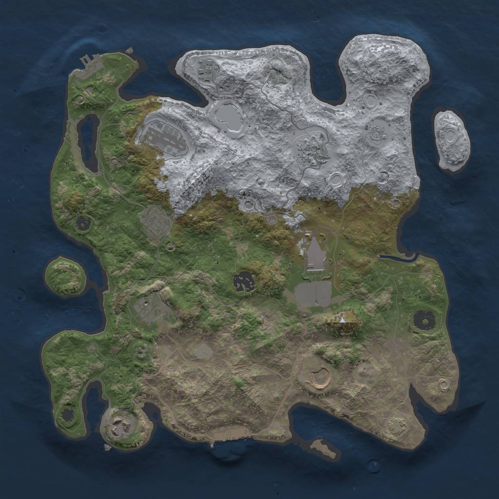 Rust Map: Procedural Map, Size: 3500, Seed: 2078831105, 17 Monuments