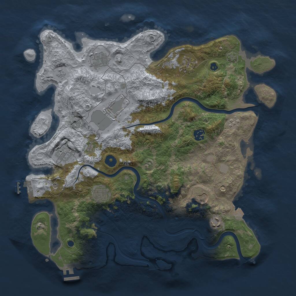 Rust Map: Procedural Map, Size: 3850, Seed: 85540262, 15 Monuments