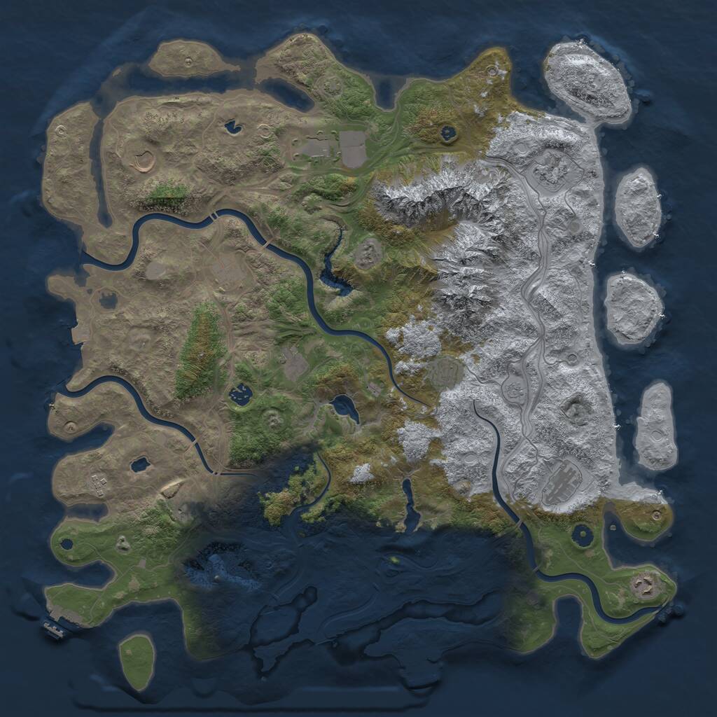 Rust Map: Procedural Map, Size: 5000, Seed: 2071758427, 17 Monuments