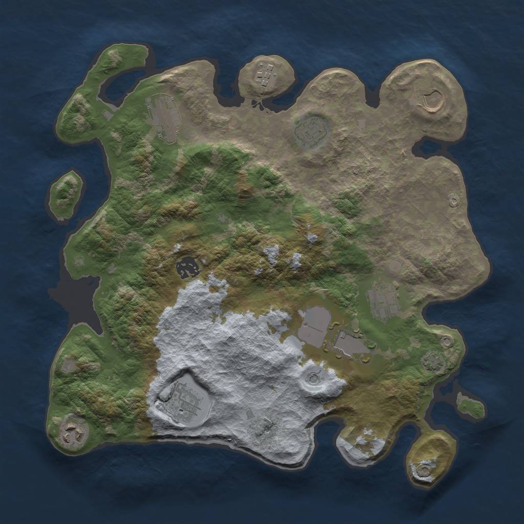Rust Map: Barren, Size: 3500, Seed: 1504375675, 13 Monuments