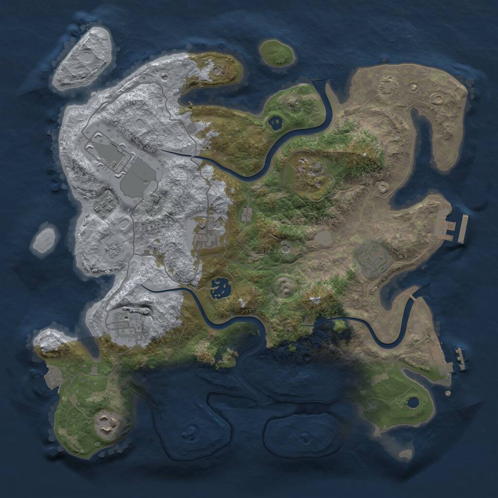 Rust Map: Procedural Map, Size: 3500, Seed: 843133730, 14 Monuments