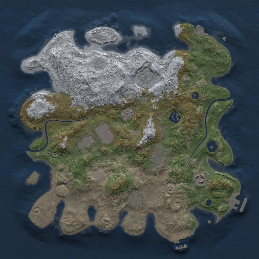 Rust Map: Procedural Map, Size: 3500, Seed: 85497584, 13 Monuments