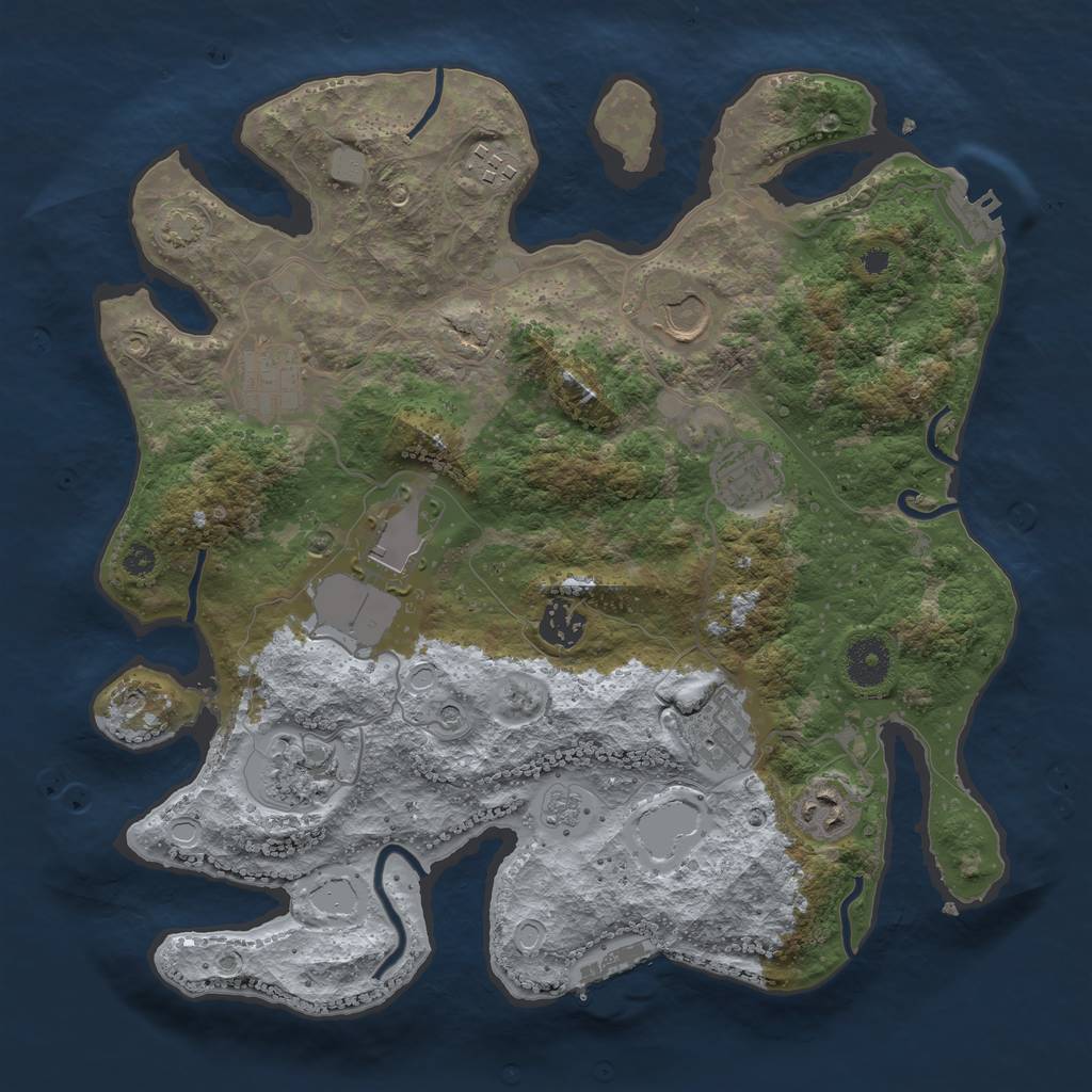 Rust Map: Procedural Map, Size: 3500, Seed: 765731115, 17 Monuments