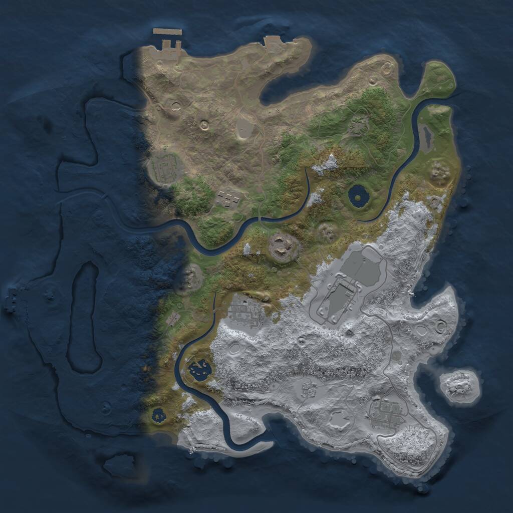 Rust Map: Procedural Map, Size: 3600, Seed: 40987194, 13 Monuments