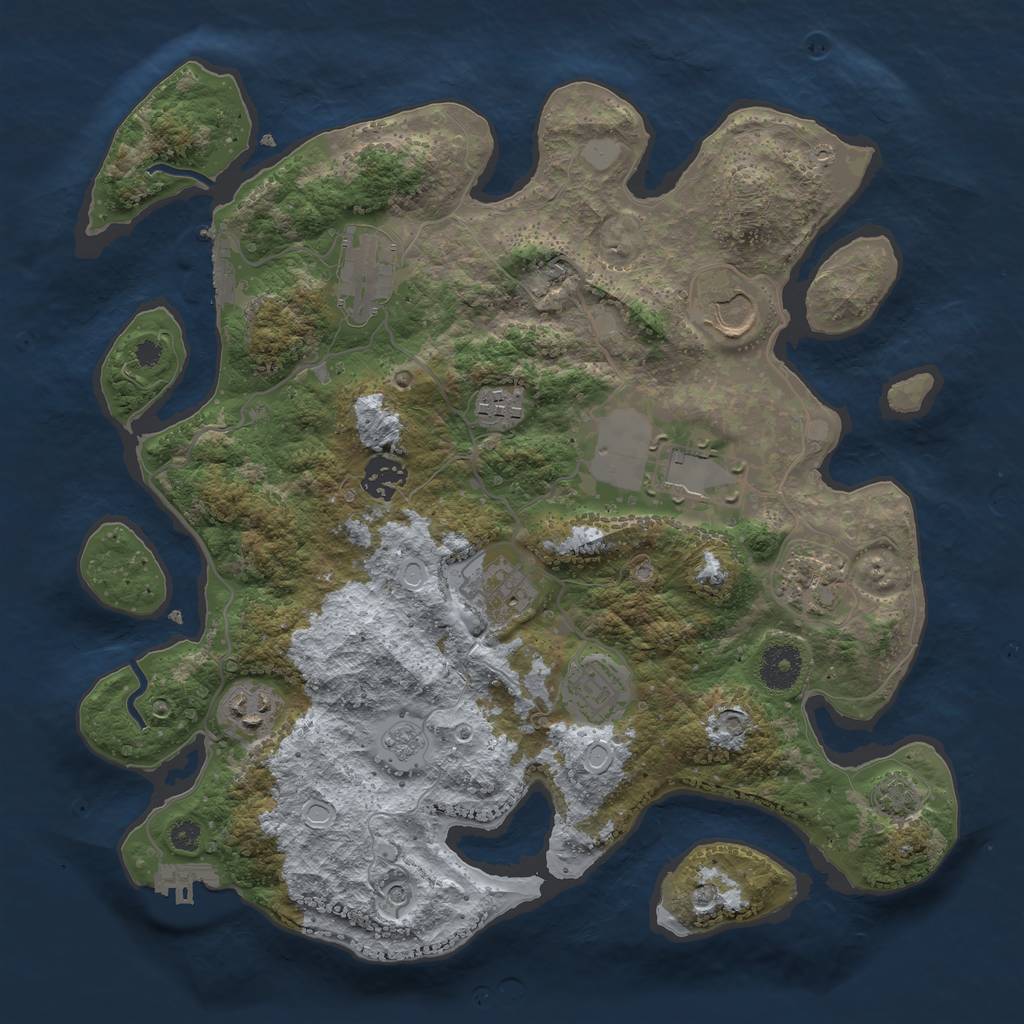 Rust Map: Procedural Map, Size: 3500, Seed: 1823258454, 17 Monuments
