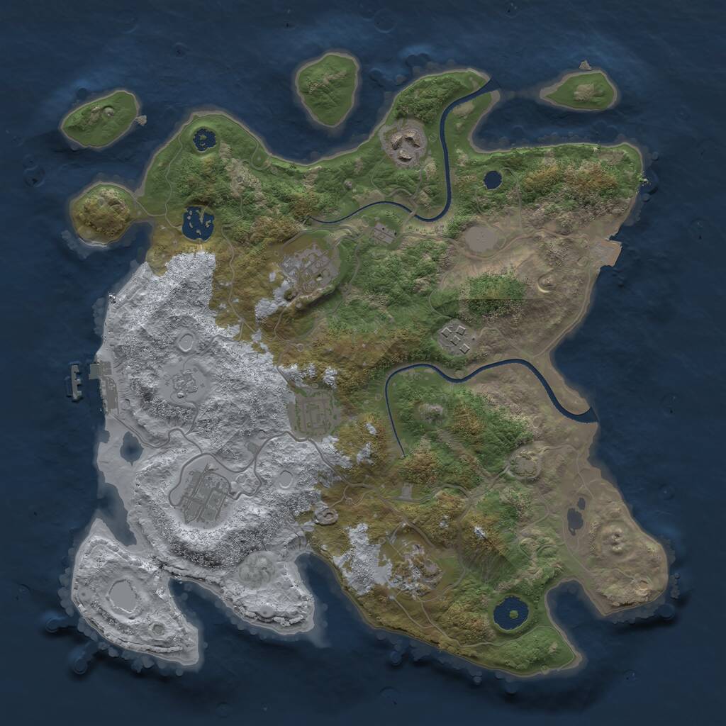 Rust Map: Procedural Map, Size: 3300, Seed: 70, 11 Monuments