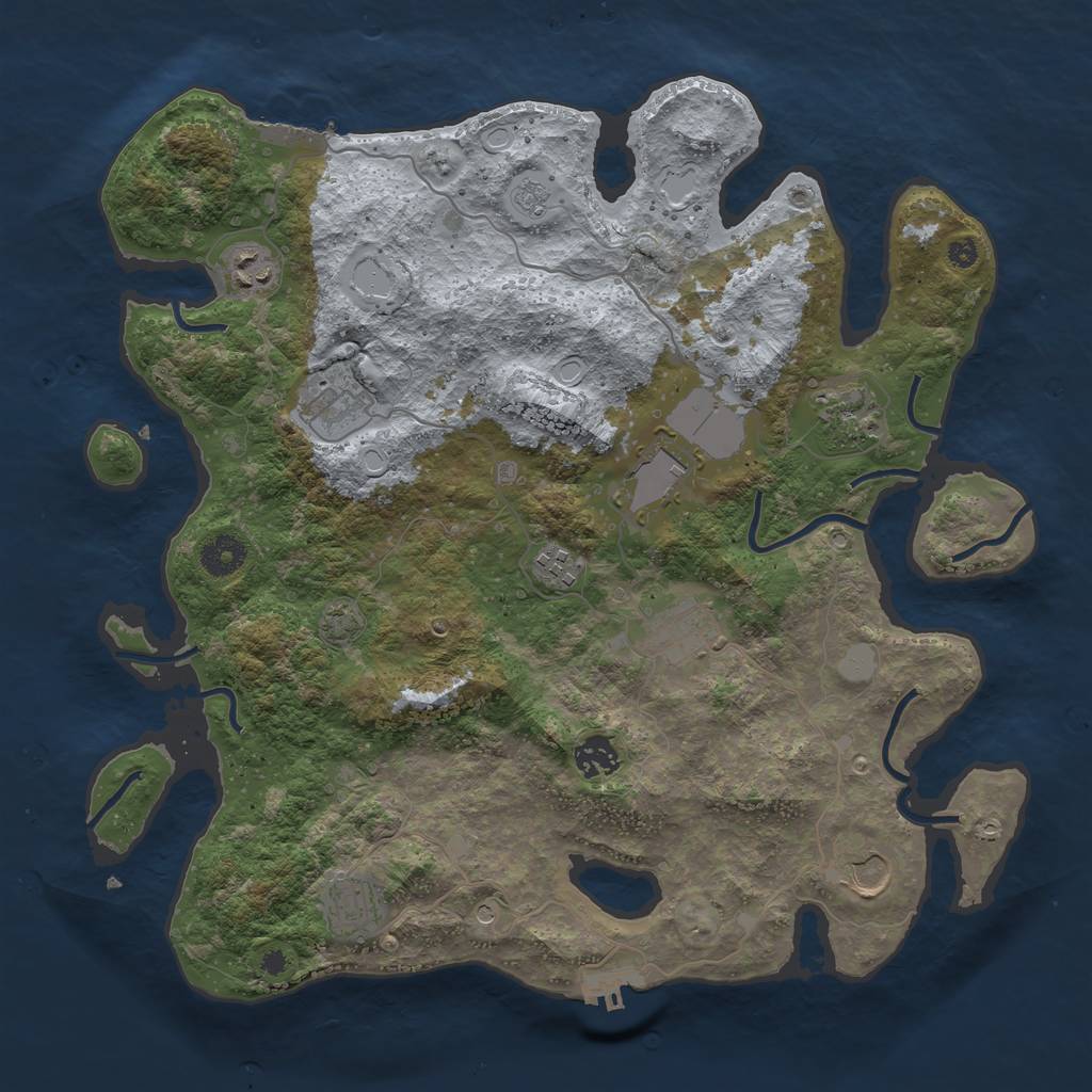 Rust Map: Procedural Map, Size: 3800, Seed: 96521827, 17 Monuments