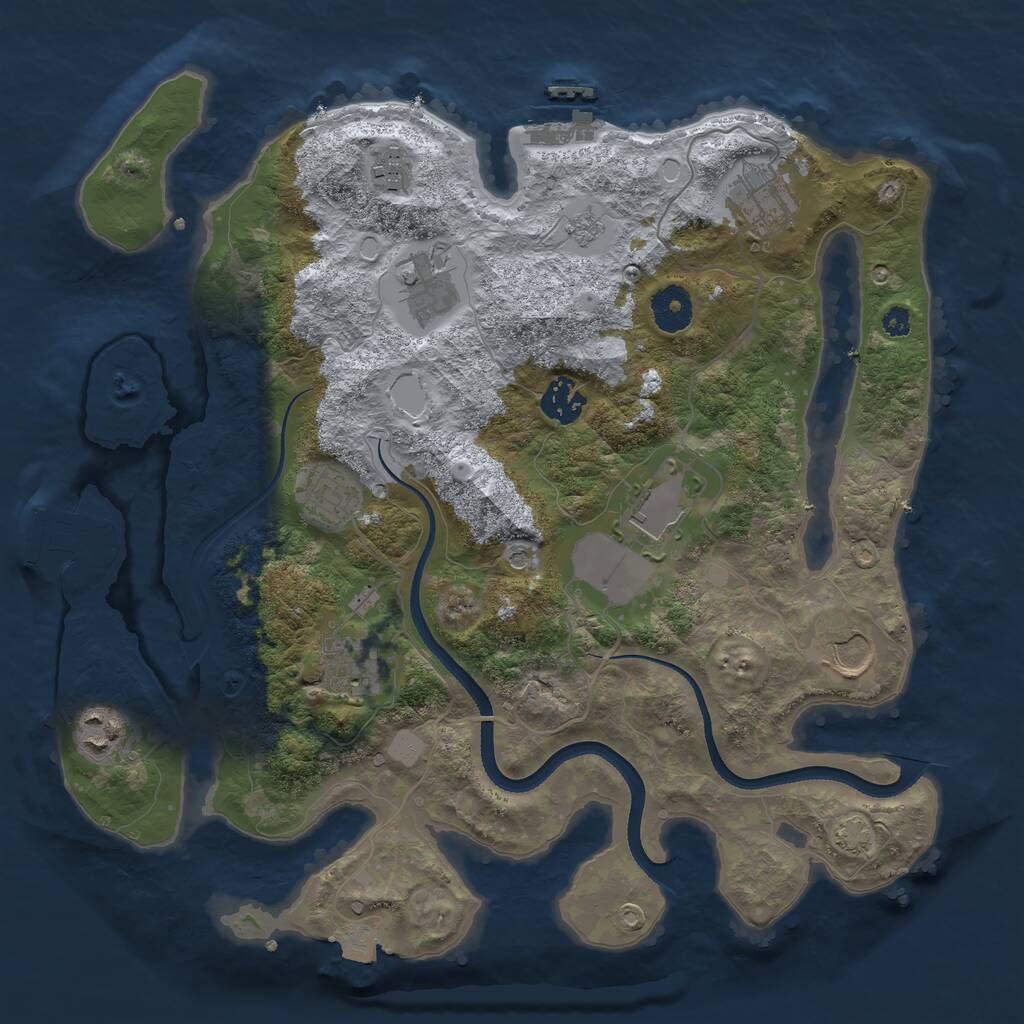 Rust Map: Procedural Map, Size: 3500, Seed: 233659166, 15 Monuments