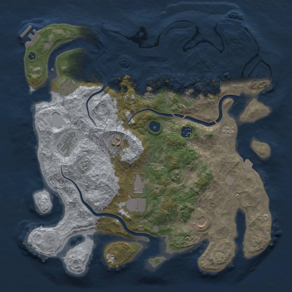 Rust Map: Procedural Map, Size: 3900, Seed: 1409462878, 14 Monuments