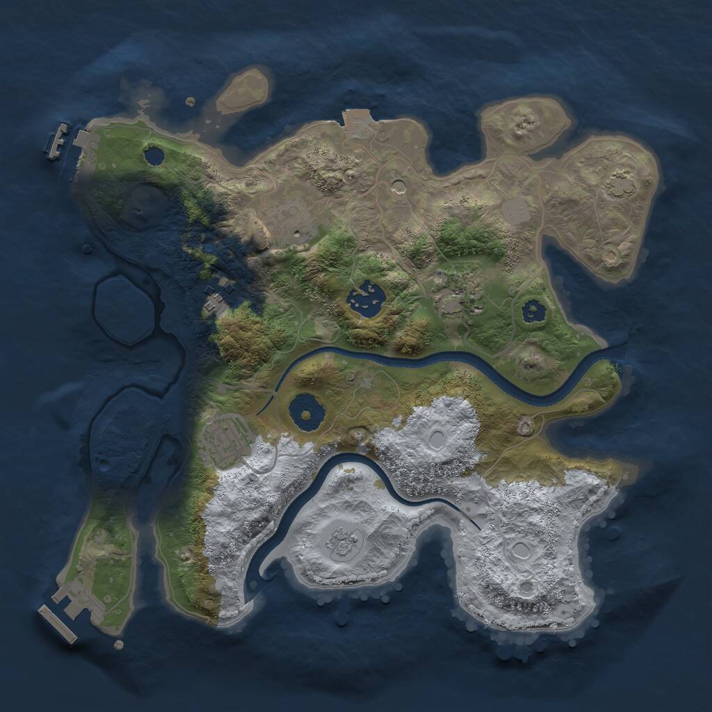 Rust Map: Procedural Map, Size: 3000, Seed: 1428253814, 11 Monuments