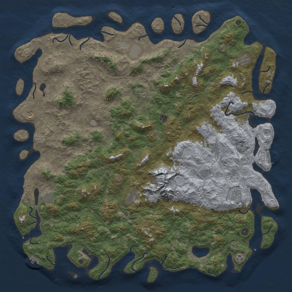 Rust Map: Procedural Map, Size: 6000, Seed: 2038663087, 19 Monuments