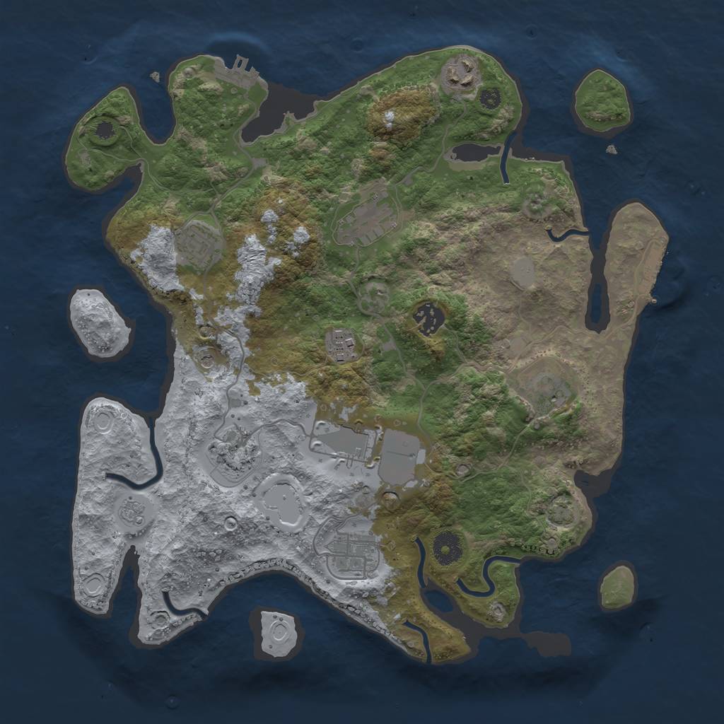 Rust Map: Procedural Map, Size: 3500, Seed: 801718295, 17 Monuments
