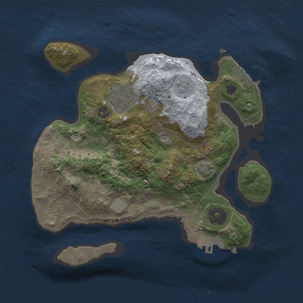 Rust Map: Procedural Map, Size: 2500, Seed: 2035007938, 9 Monuments