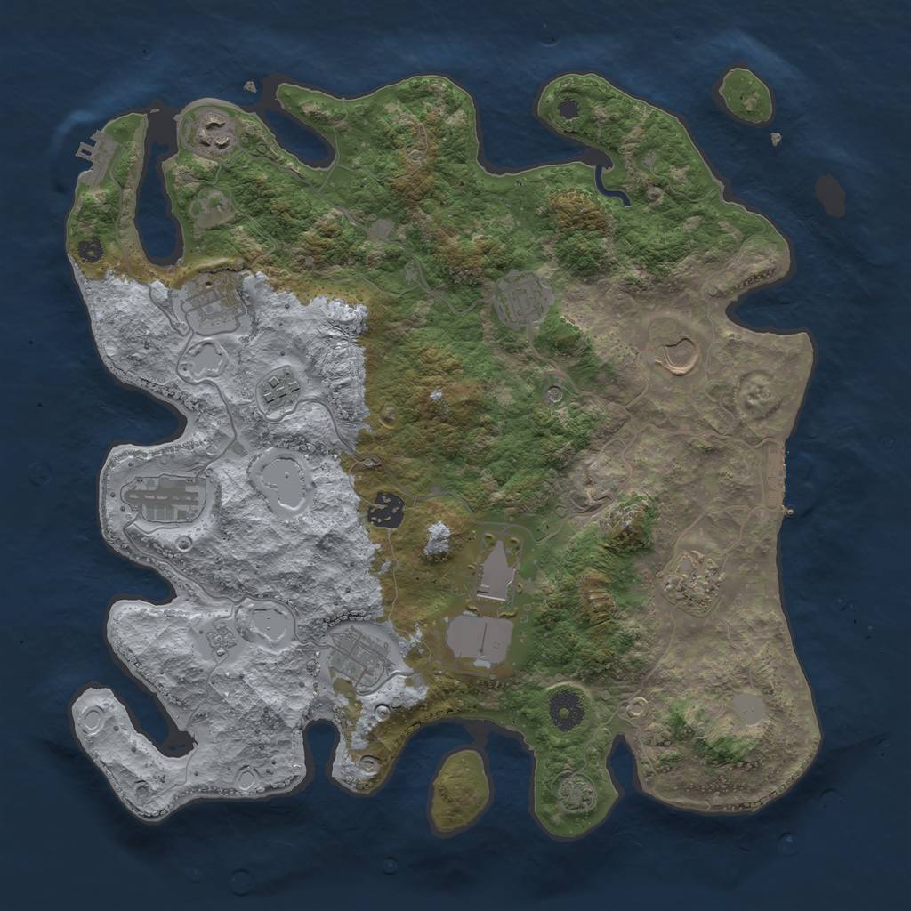 Rust Map: Procedural Map, Size: 3700, Seed: 48264778, 18 Monuments