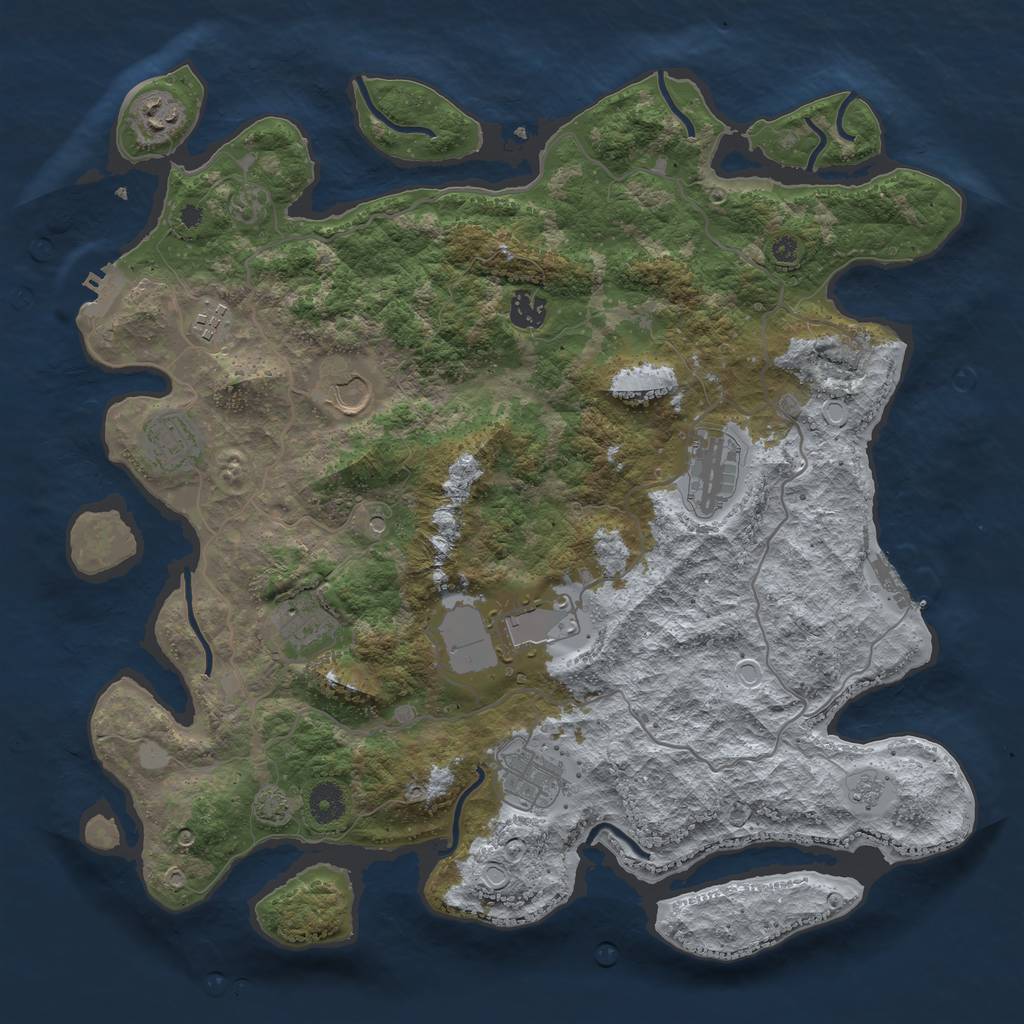 Rust Map: Procedural Map, Size: 4000, Seed: 27893024, 17 Monuments