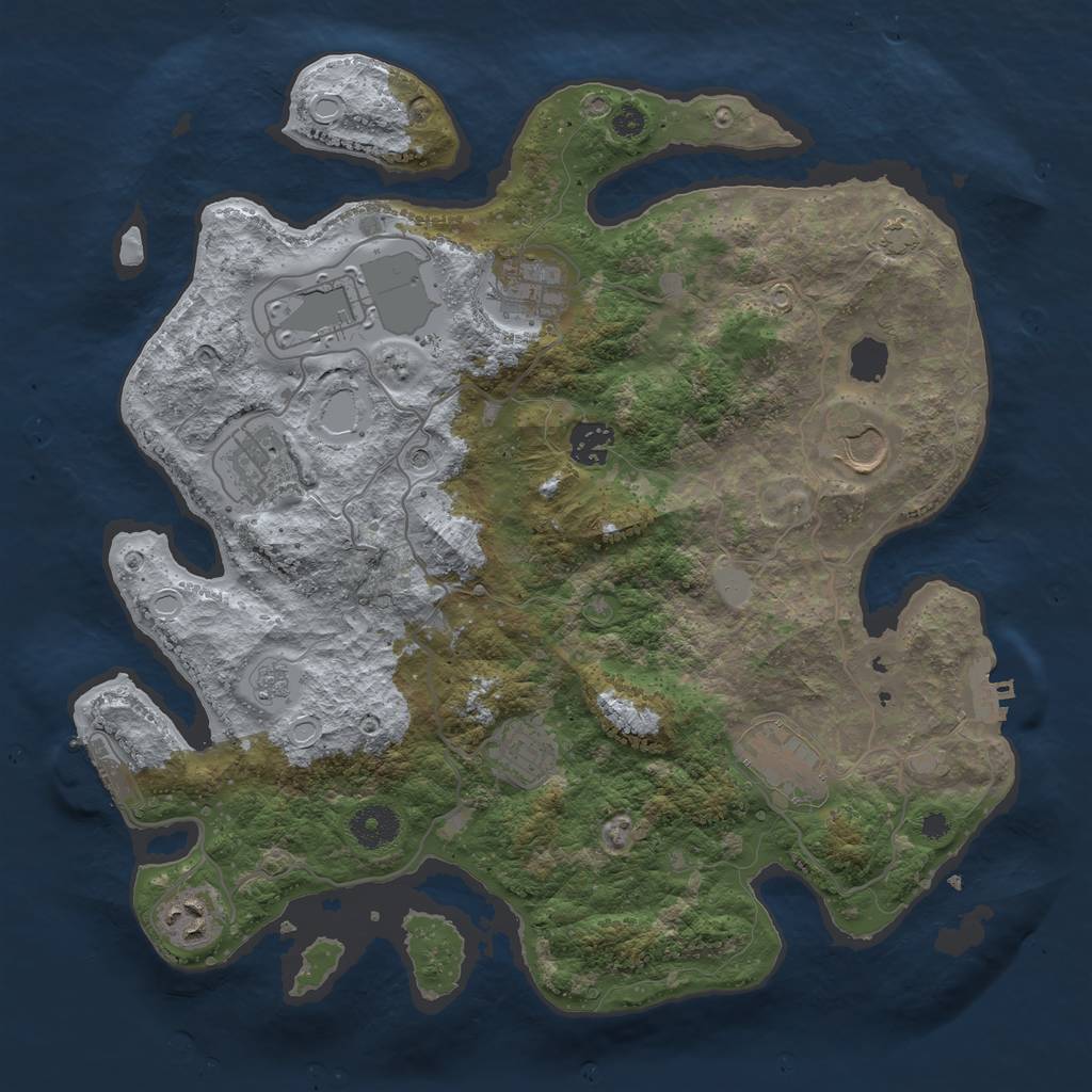 Rust Map: Procedural Map, Size: 3600, Seed: 97222823, 16 Monuments