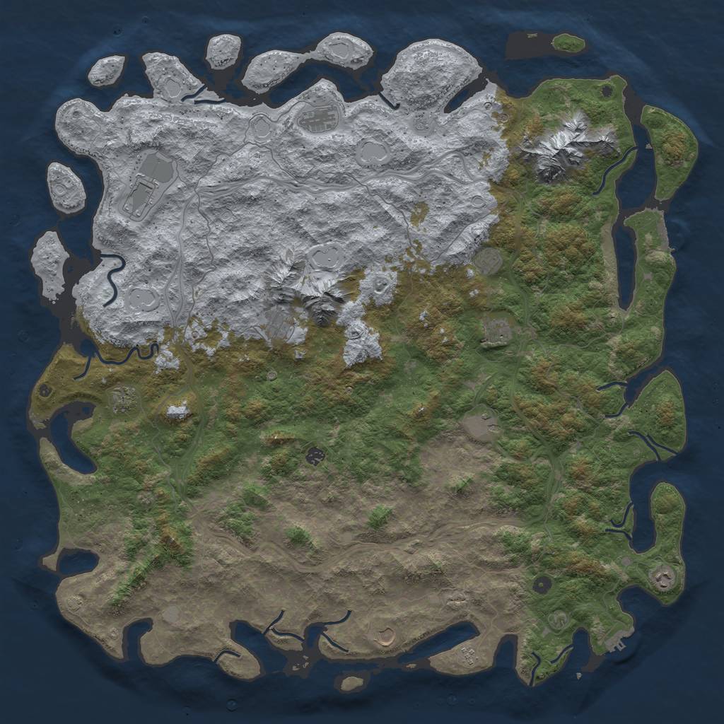 Rust Map: Procedural Map, Size: 6000, Seed: 1106423127, 19 Monuments
