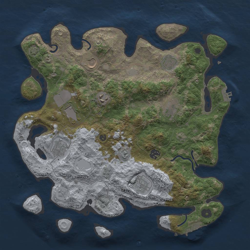 Rust Map: Procedural Map, Size: 3750, Seed: 25841414, 16 Monuments