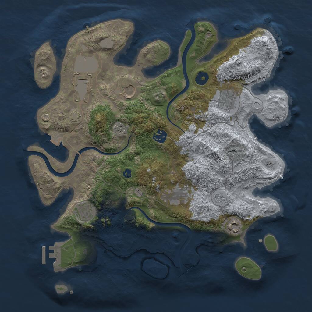 Rust Map: Procedural Map, Size: 3500, Seed: 25062023, 13 Monuments