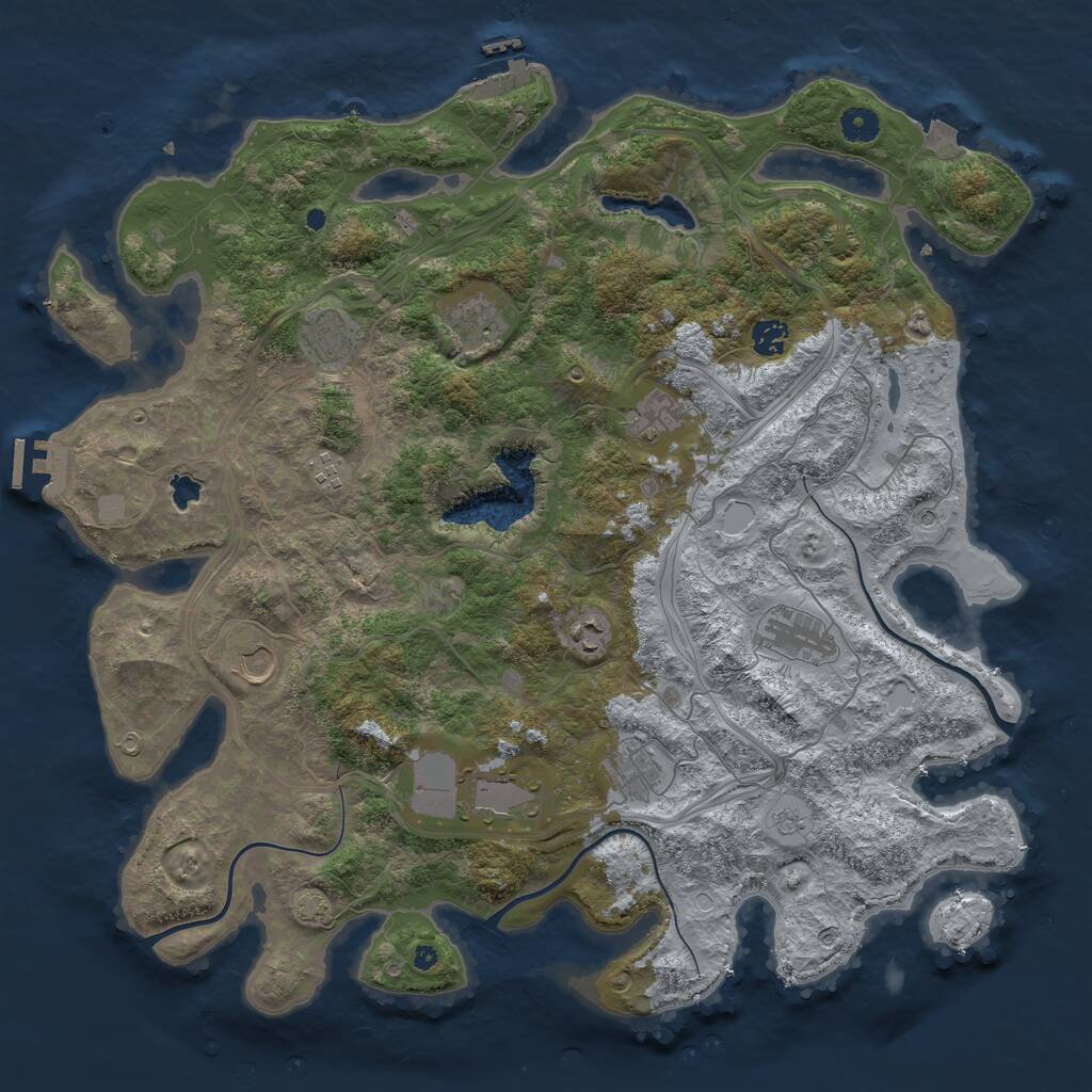 Rust Map: Procedural Map, Size: 4400, Seed: 18429429, 16 Monuments