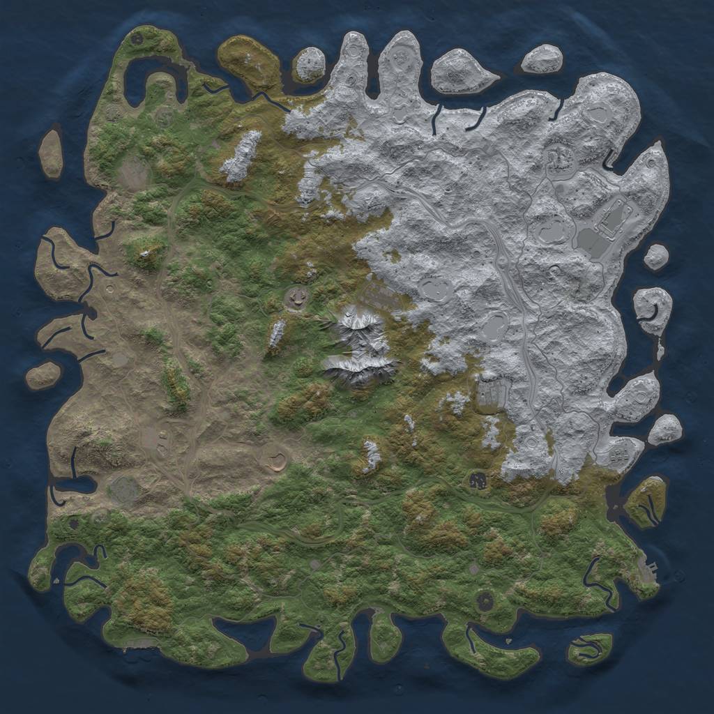 Rust Map: Procedural Map, Size: 6000, Seed: 380611376, 19 Monuments