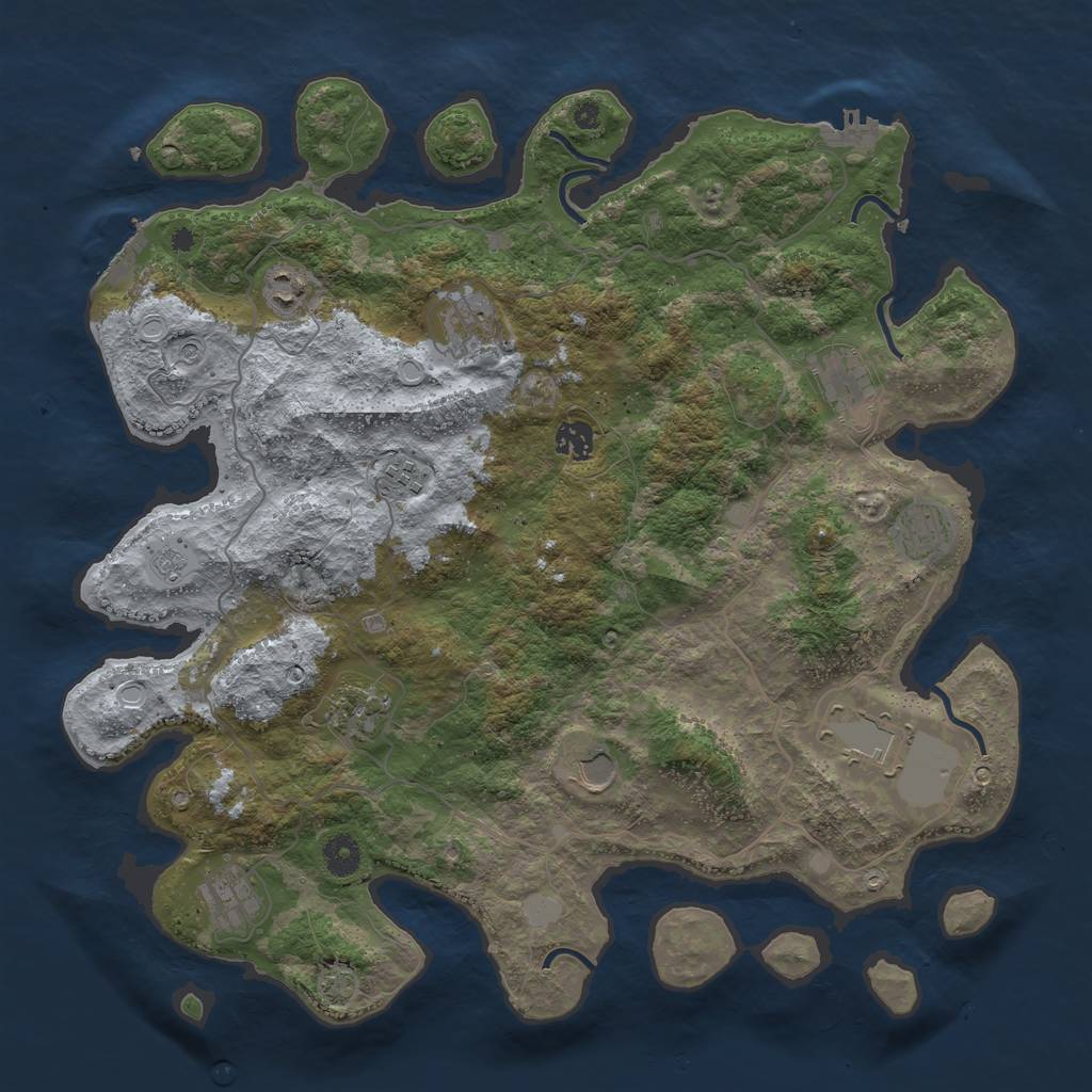 Rust Map: Procedural Map, Size: 4100, Seed: 92857222, 18 Monuments