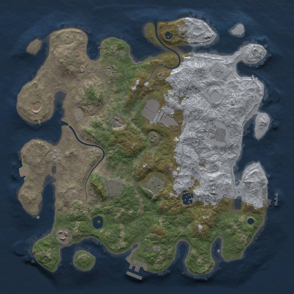 Rust Map: Procedural Map, Size: 3750, Seed: 2741994, 15 Monuments
