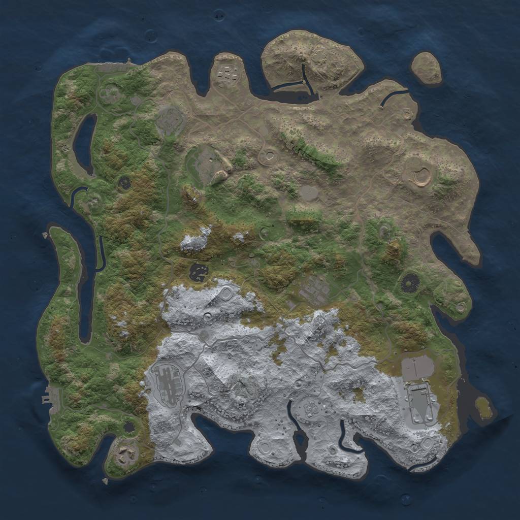 Rust Map: Procedural Map, Size: 4100, Seed: 64093200, 17 Monuments