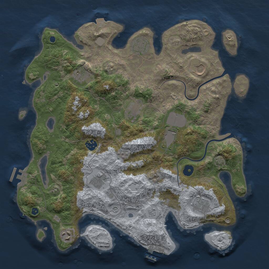 Rust Map: Procedural Map, Size: 3750, Seed: 53312504, 16 Monuments