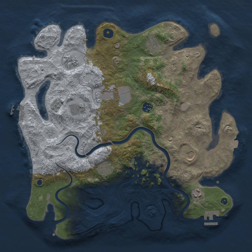 Rust Map: Procedural Map, Size: 3800, Seed: 77486433, 15 Monuments