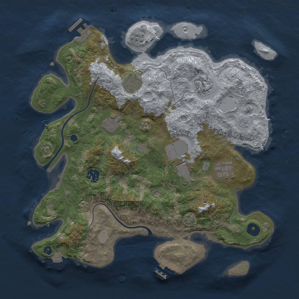 Rust Map: Procedural Map, Size: 3500, Seed: 96817377, 13 Monuments