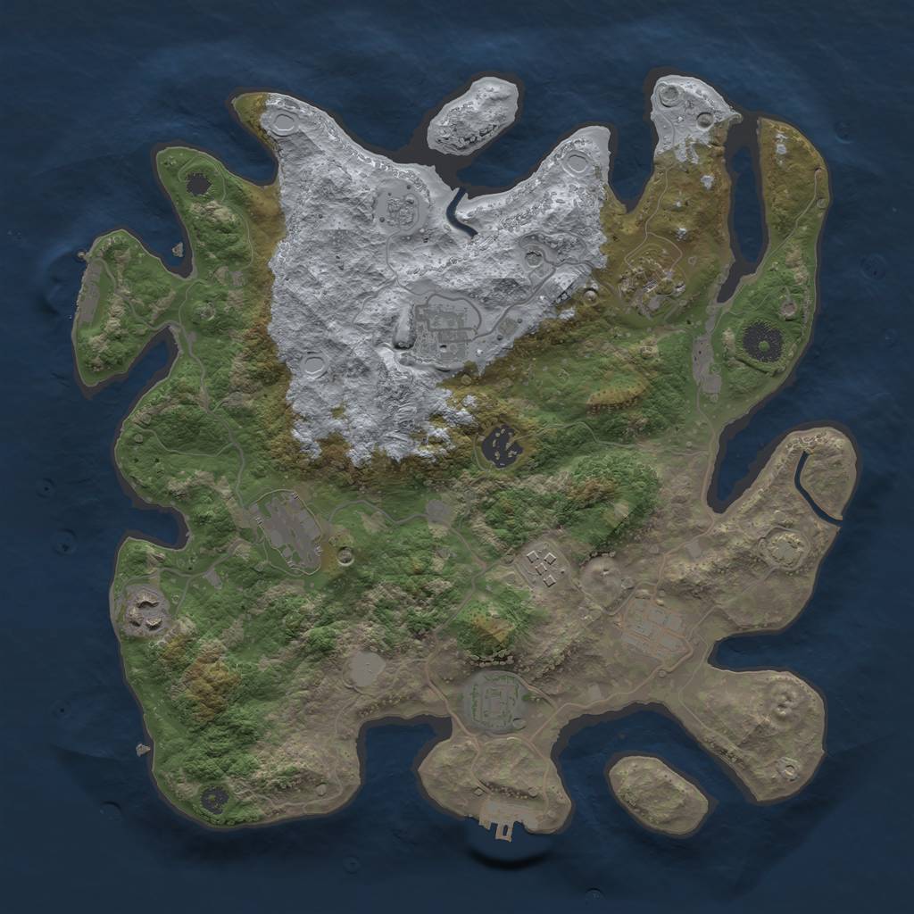 Rust Map: Procedural Map, Size: 3450, Seed: 80960123, 16 Monuments