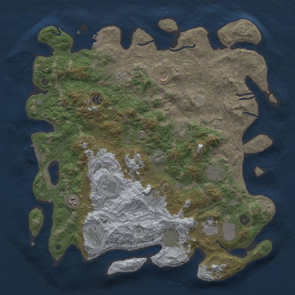 Rust Map: Procedural Map, Size: 4400, Seed: 78028699, 18 Monuments