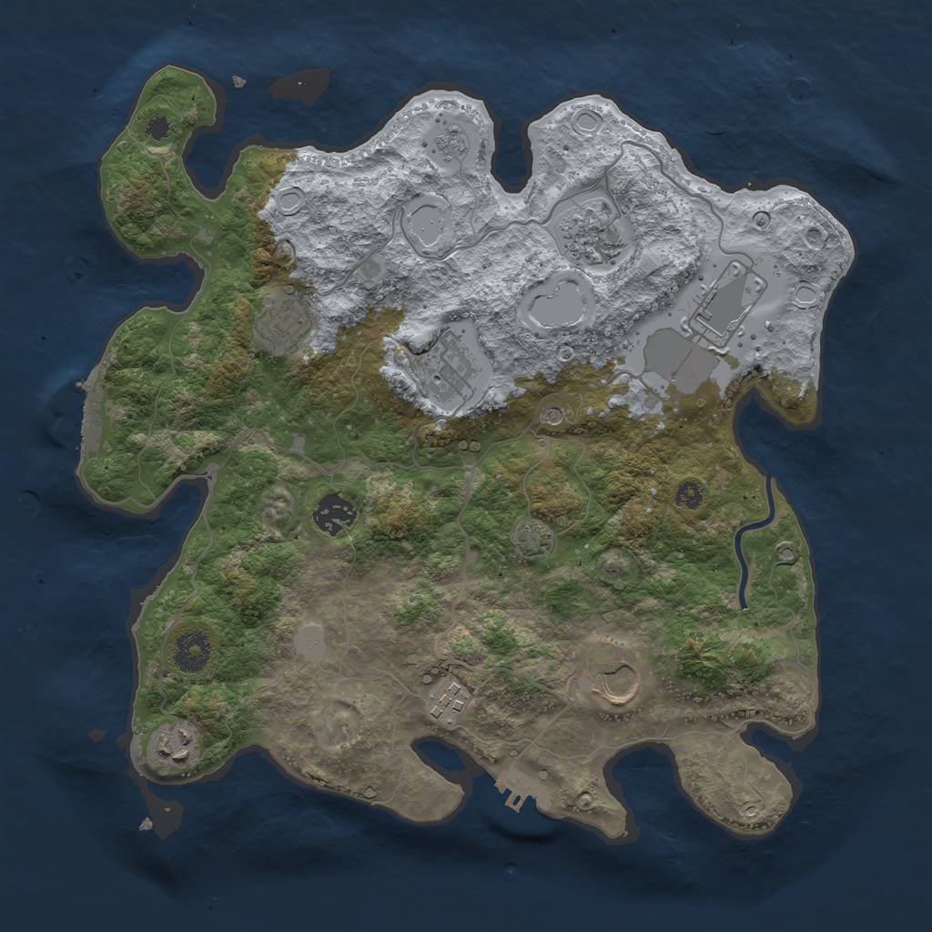 Rust Map: Procedural Map, Size: 3500, Seed: 487485, 16 Monuments