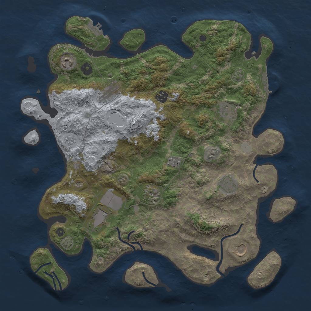 Rust Map: Procedural Map, Size: 3900, Seed: 8255044, 17 Monuments
